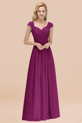 Modest Chiffon Sweetheart Sleeveless Affordable Bridesmaid Dresses with Ruffles-Babyonlines