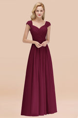 Modest Chiffon Sweetheart Sleeveless Affordable Bridesmaid Dresses with Ruffles-Babyonlines
