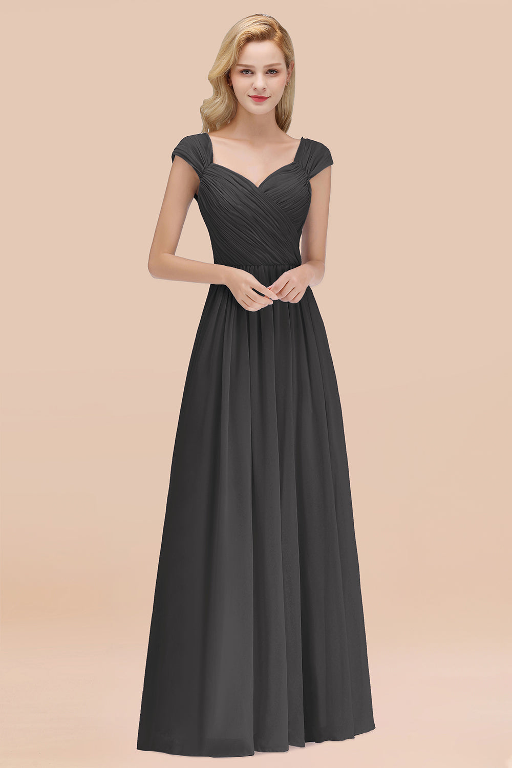 Modest Chiffon Sweetheart Sleeveless Affordable Bridesmaid Dresses with Ruffles-Babyonlines