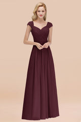Modest Chiffon Sweetheart Sleeveless Affordable Bridesmaid Dresses with Ruffles-Babyonlines