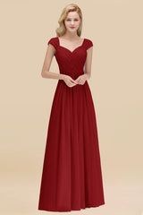 Modest Chiffon Sweetheart Sleeveless Affordable Bridesmaid Dresses with Ruffles-Babyonlines