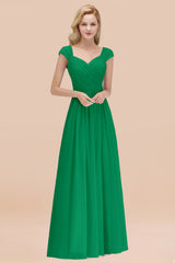 Modest Chiffon Sweetheart Sleeveless Affordable Bridesmaid Dresses with Ruffles-Babyonlines
