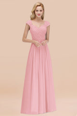 Modest Chiffon Sweetheart Sleeveless Affordable Bridesmaid Dresses with Ruffles-Babyonlines