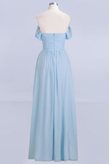 Modest Chiffon Sweetheart Sleeveless Affordable Bridesmaid Dresses with Ruffles-Babyonlines