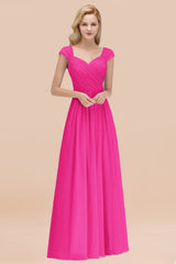 Modest Chiffon Sweetheart Sleeveless Affordable Bridesmaid Dresses with Ruffles-Babyonlines