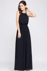 Modest High-Neck Halter Chiffon Junior Bridesmaid Dress Affordable-Babyonlines