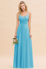 Modest Ruffle Spaghetti Straps Backless Burgundy Bridesmaid Dresses Affordable-Babyonlines
