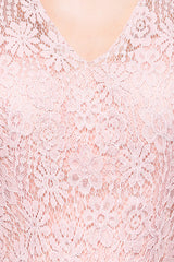 Modest V-Neck Sleeveless Pink Affordable Bridesmaid Dresses Lace-Babyonlines