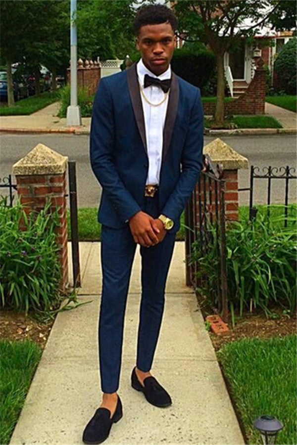Navy Blue Casual Two-Piece Party Suit for Men on Sale