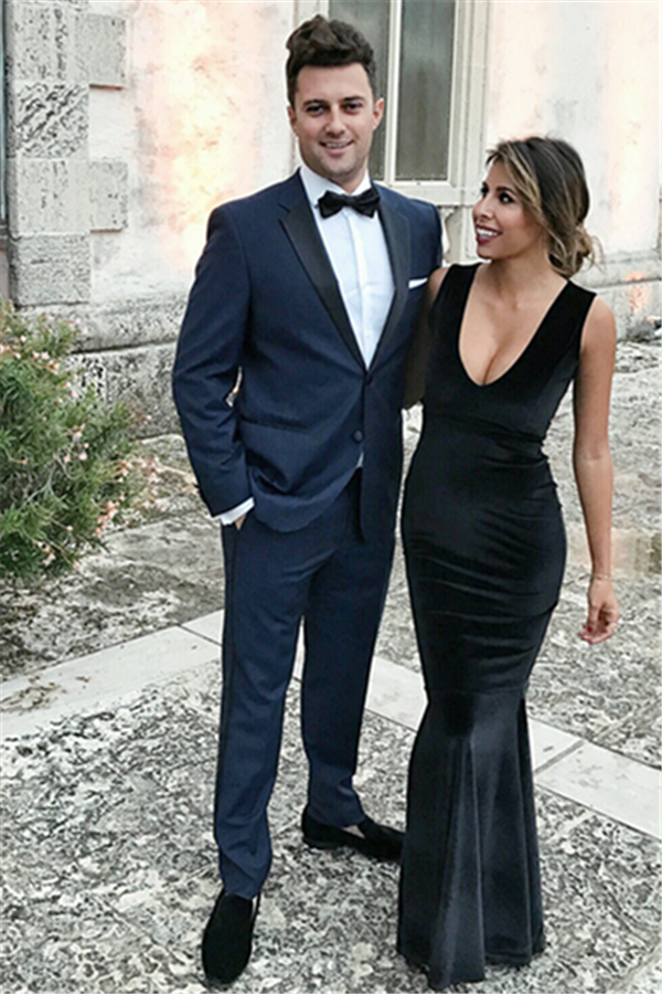 Navy Blue Prom Suit - Bespoke Party for Boy on Sale with Notch Lapel