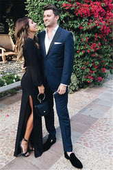 Navy Blue Prom Suit - Bespoke Party for Boy on Sale with Notch Lapel