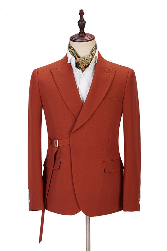 New Arrival Orange Blazer for Groom with Peaked Lapel