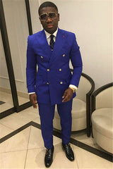 New Arrival Royal Blue Double-Breasted Wedding Suit for Groom