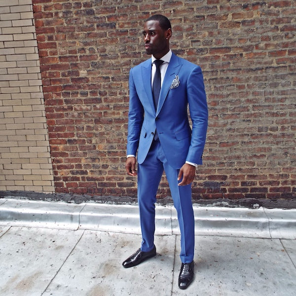 New Arrival Royal Blue Two-Piece Summer Wedding Suit with Peaked Lapel