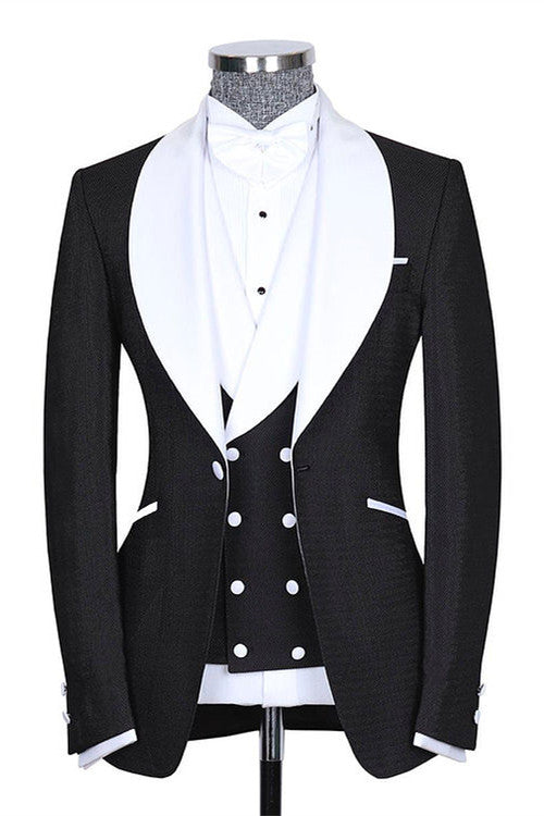 New Beach Wedding Suit with Black Shawl Lapel for Groom