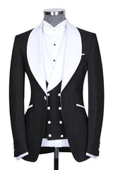 New Beach Wedding Suit with Black Shawl Lapel for Groom