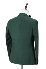 New Dark Green Wedding Blazer with Black Peak Lapel for Groom