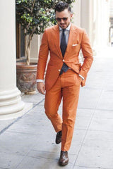 New Notched Lapel Linen Wedding Suit for Men