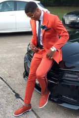 New Peaked Lapel Groom and Groomsmen Suit in Orange