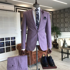 New Purple Two-Piece Party Suit with Peaked Lapel for Men