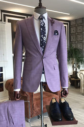 New Purple Two-Piece Party Suit with Peaked Lapel for Men