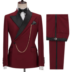 New Red Prince Evening Suit with Peaked Lapel