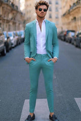 New Two-Piece Formal Business Prom Suit with Notched Lapel for Men