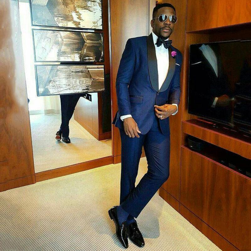 Newest Joshua Slim Fit Navy Blue Homecoming Prom Suit for Boy with Shawl Lapel