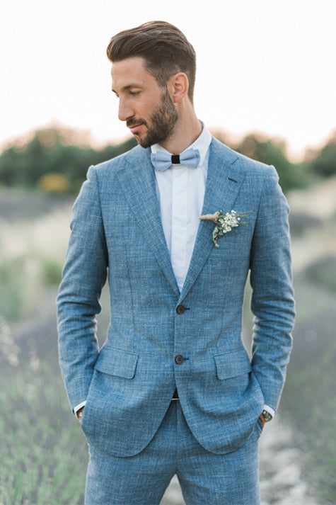 Ocean Blue Linen Summer Beach Groom¡¯s Wedding Suit