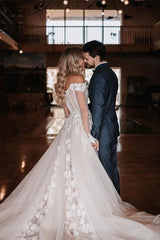 Off-the-Shoulder A-Line Wedding Dress with Lace