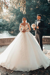 Off-the-Shoulder Ball Gown Lace Wedding Dress
