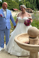 Babyonlines Off-the-Shoulder Ball Gown Plus Size Wedding Dresses