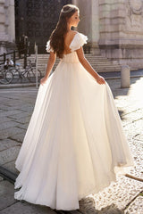 Off-the-Shoulder Chiffon Wedding Dress