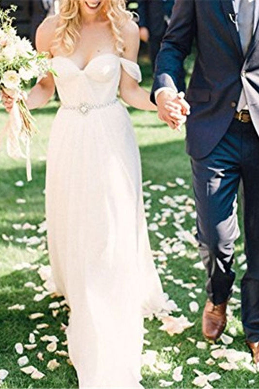 Off-the-Shoulder Chiffon Wedding Dress PD0363