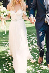 Off-the-Shoulder Chiffon Wedding Dress PD0363