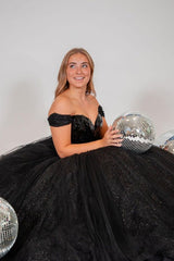 Off the Shoulder Silver Mirror Sequin A-Line Prom Dres