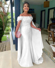 Off the Shoulder Mermaid Long Prom Dress with Appliques