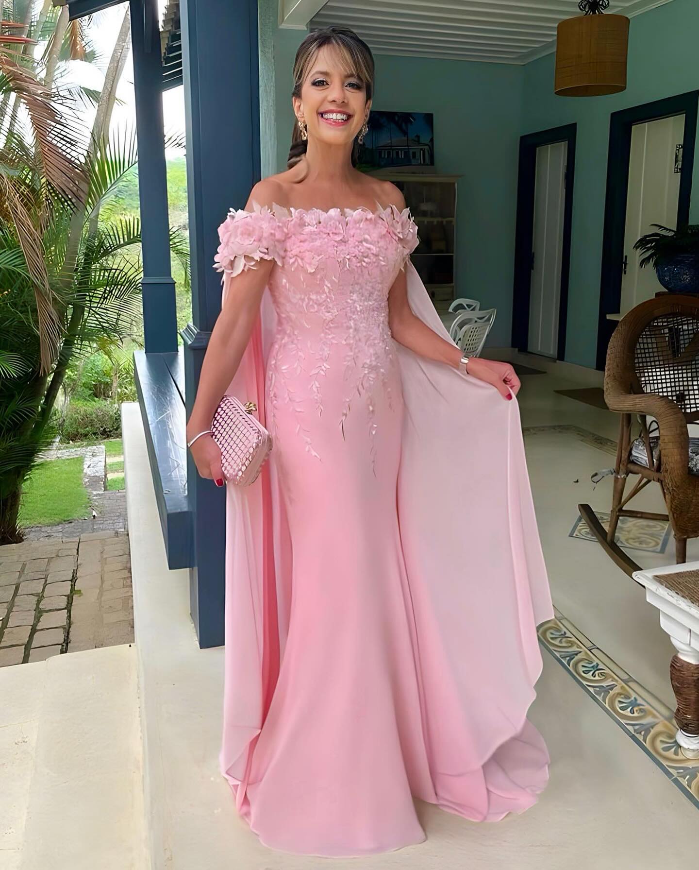 Off the Shoulder Mermaid Long Prom Dress with Appliques