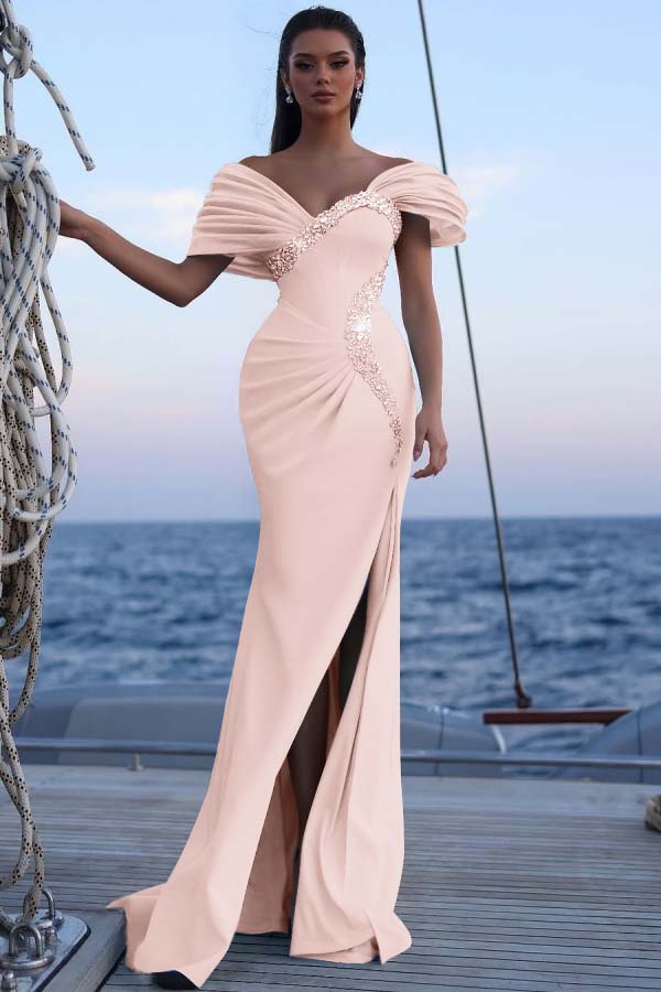 Off the Shoulder Mermaid Long Prom Dress with Sequins