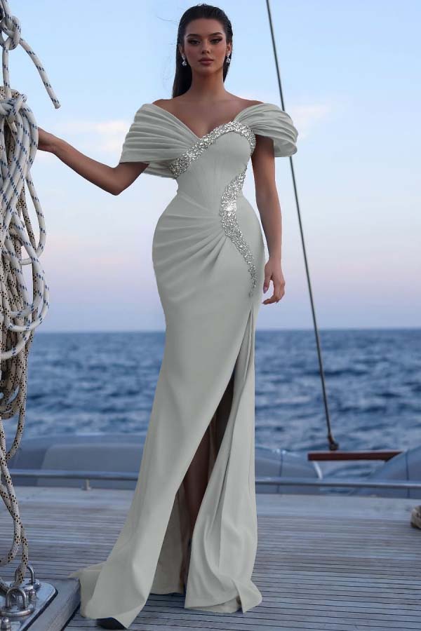 Off the Shoulder Mermaid Long Prom Dress with Sequins