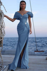Off the Shoulder Mermaid Long Prom Dress with Sequins