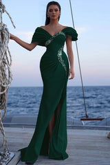 Off the Shoulder Mermaid Long Prom Dress with Sequins