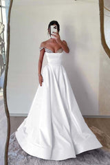 Off the Shoulder Long Pleated Prom Dress with Beading