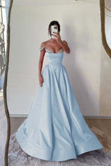 Off the Shoulder Long Pleated Prom Dress with Beading