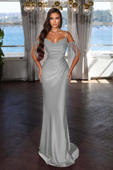 Off the Shoulder Mermaid Long Prom Dress with Tassel