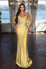Off the Shoulder Mermaid Long Prom Dress with Tassel