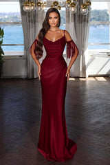 Off the Shoulder Mermaid Long Prom Dress with Tassel