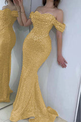 Off the Shoulder Strapless Long Prom Dress with Sequins