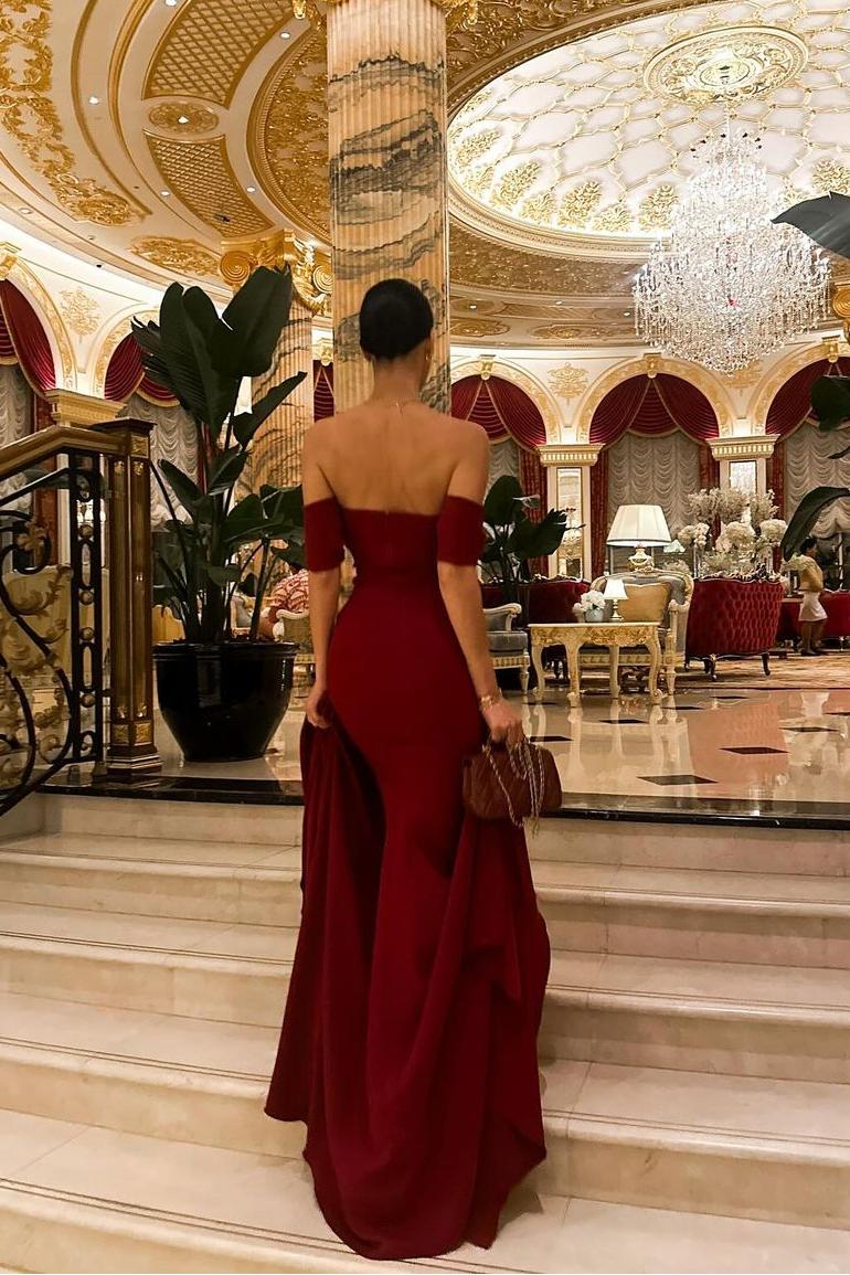 Off the Shoulder Strapless Mermaid Long Prom Dress with Ruffles