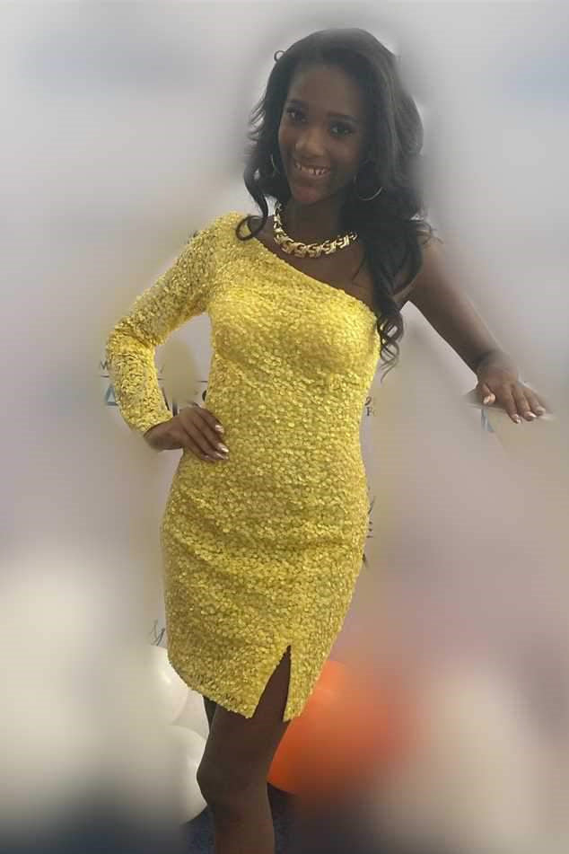 One Shoulder Sequined Homecoming Dress Hot Pink Long Sleeve